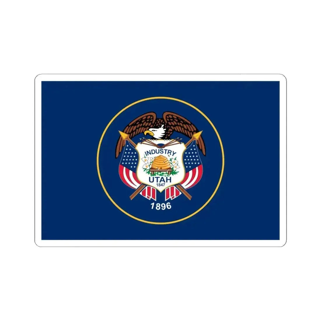 Flag of Utah 2011-2024 3-2 (United States) STICKER Vinyl Kiss-Cut Decal 6 Inch White - The Sticker Space
