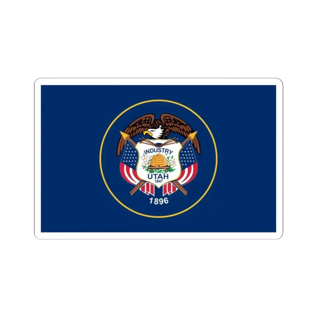 Flag of Utah 2011-2024 (United States) STICKER Vinyl Kiss-Cut Decal 2 Inch White - The Sticker Space