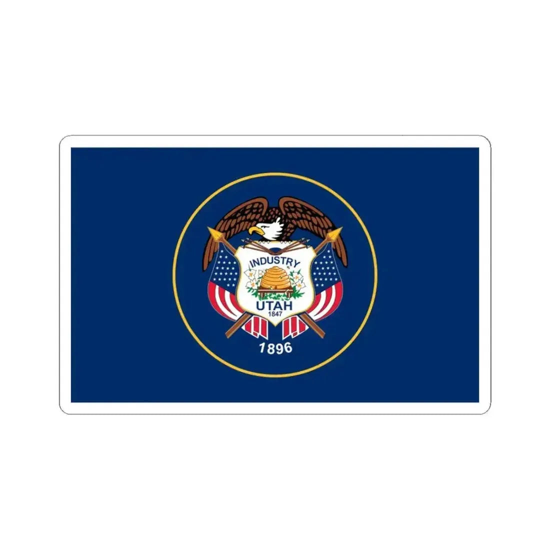 Flag of Utah 2011-2024 (United States) STICKER Vinyl Kiss-Cut Decal 3 Inch White - The Sticker Space