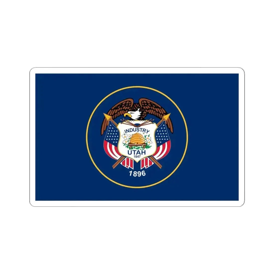 Flag of Utah 2011-2024 (United States) STICKER Vinyl Kiss-Cut Decal 4 Inch White - The Sticker Space