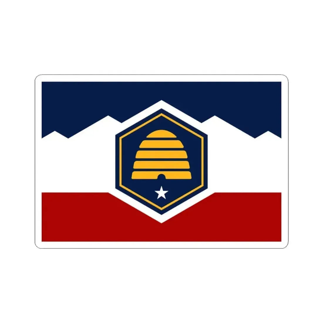 Flag of Utah 3-2 (United States) STICKER Vinyl Kiss-Cut Decal 3 Inch White - The Sticker Space