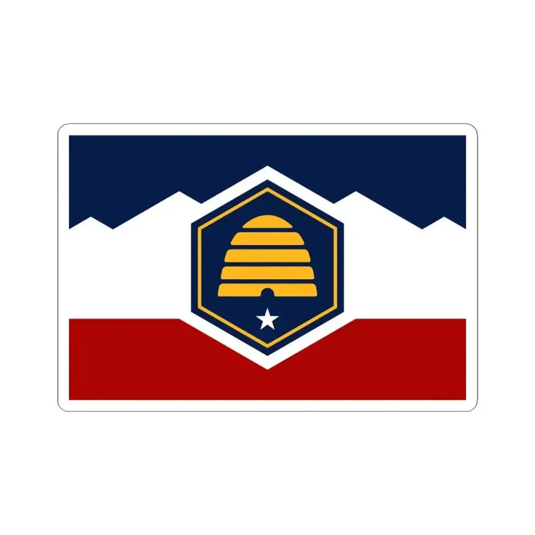 Flag of Utah 3-2 (United States) STICKER Vinyl Kiss-Cut Decal 4 Inch White - The Sticker Space