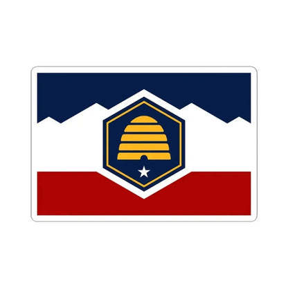 Flag of Utah 3-2 (United States) STICKER Vinyl Kiss-Cut Decal 4 Inch White - The Sticker Space