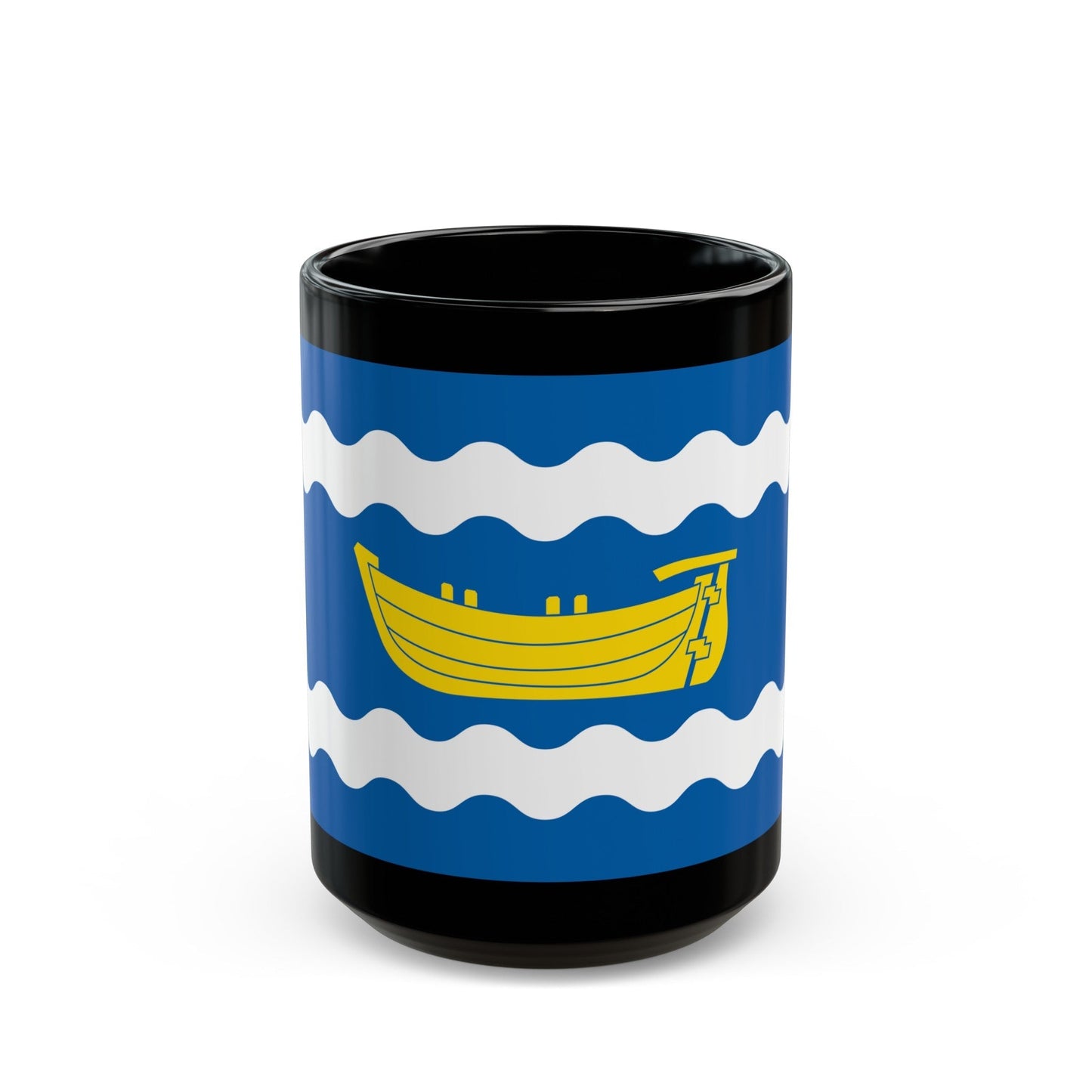 Flag of Uusimaa Finland - Black Coffee Mug-15oz-The Sticker Space