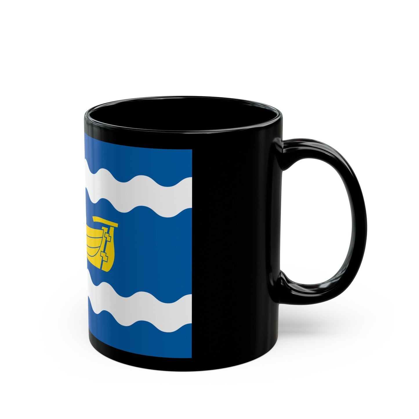 Flag of Uusimaa Finland - Black Coffee Mug-The Sticker Space