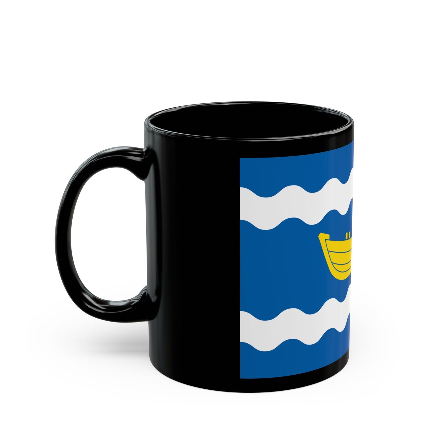 Flag of Uusimaa Finland - Black Coffee Mug-The Sticker Space