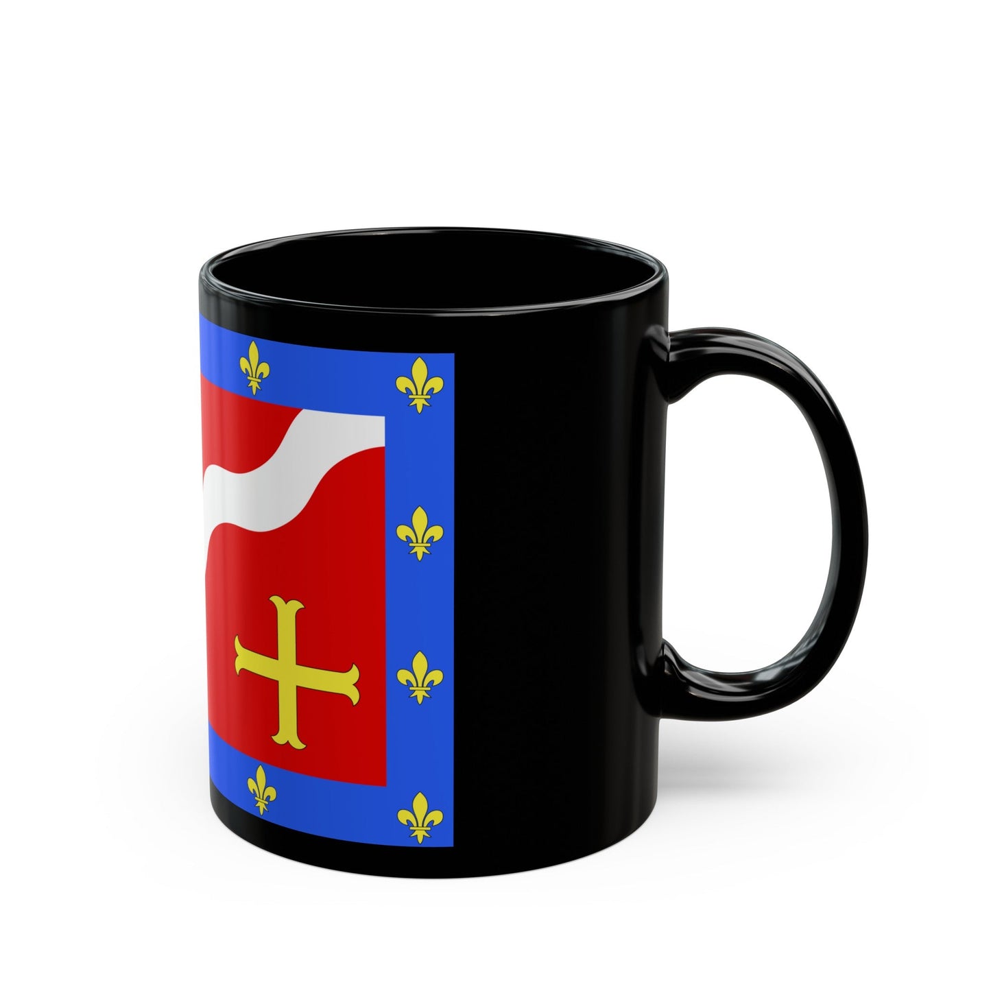 Flag of Val d'Oise France 2 - Black Coffee Mug-The Sticker Space