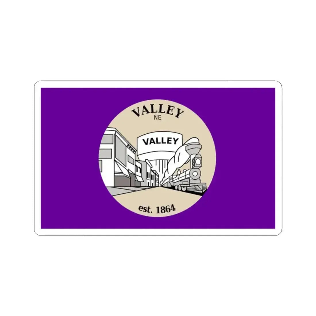 Flag of Valley Nebraska (United States) STICKER Vinyl Kiss-Cut Decal 2 Inch White - The Sticker Space