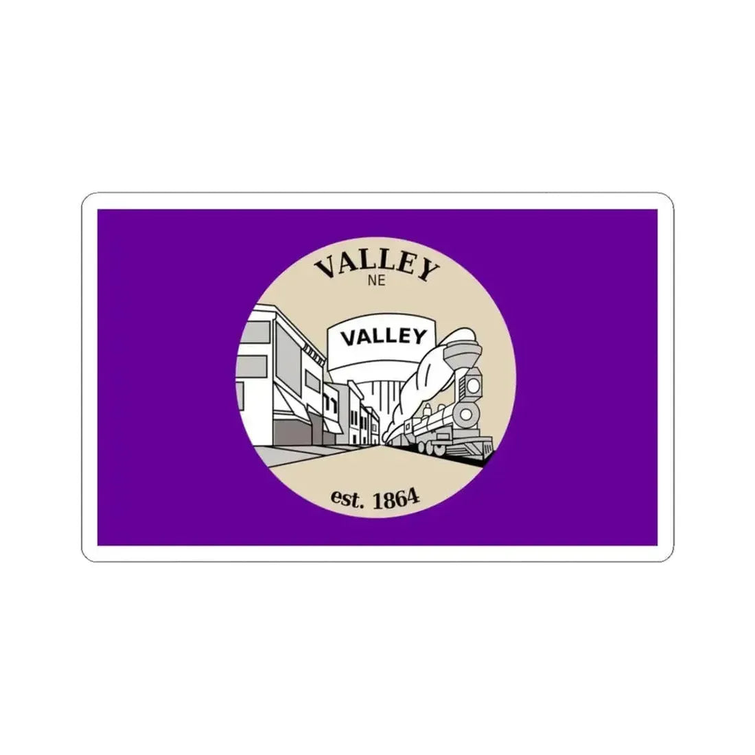 Flag of Valley Nebraska (United States) STICKER Vinyl Kiss-Cut Decal 3 Inch White - The Sticker Space
