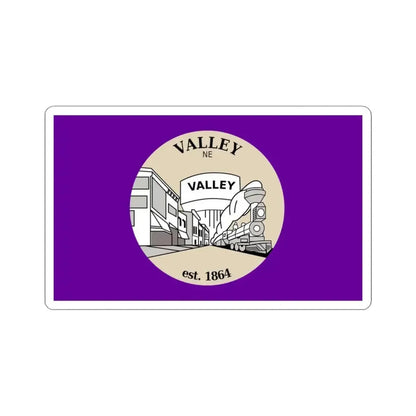 Flag of Valley Nebraska (United States) STICKER Vinyl Kiss-Cut Decal 3 Inch White - The Sticker Space