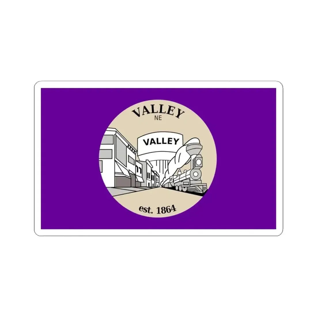Flag of Valley Nebraska (United States) STICKER Vinyl Kiss-Cut Decal 4 Inch White - The Sticker Space