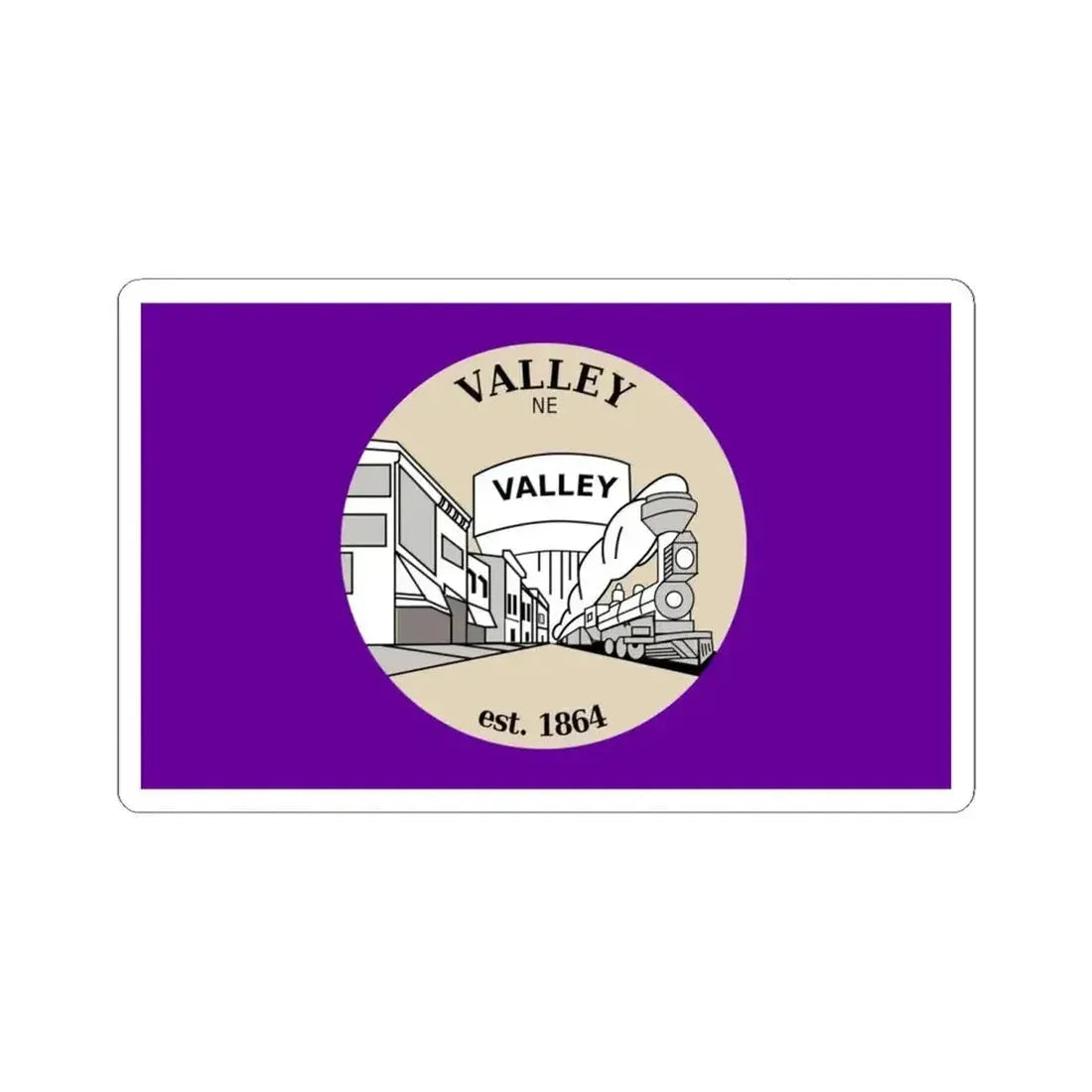 Flag of Valley Nebraska (United States) STICKER Vinyl Kiss-Cut Decal 6 Inch White - The Sticker Space