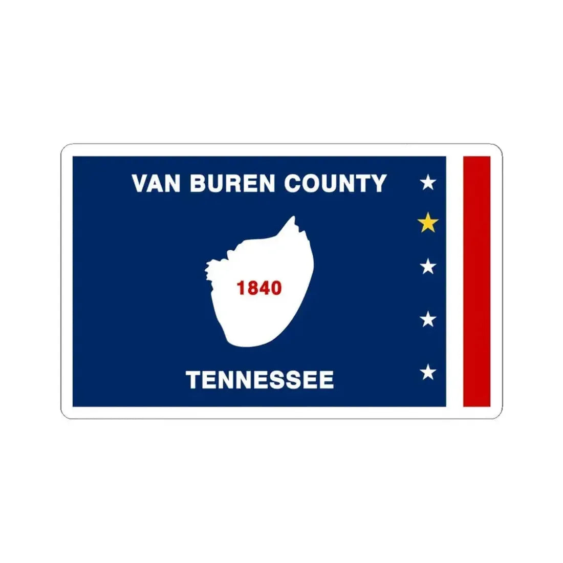 Flag of Van Buren County Tennessee (United States) STICKER Vinyl Kiss-Cut Decal 6 Inch White - The Sticker Space