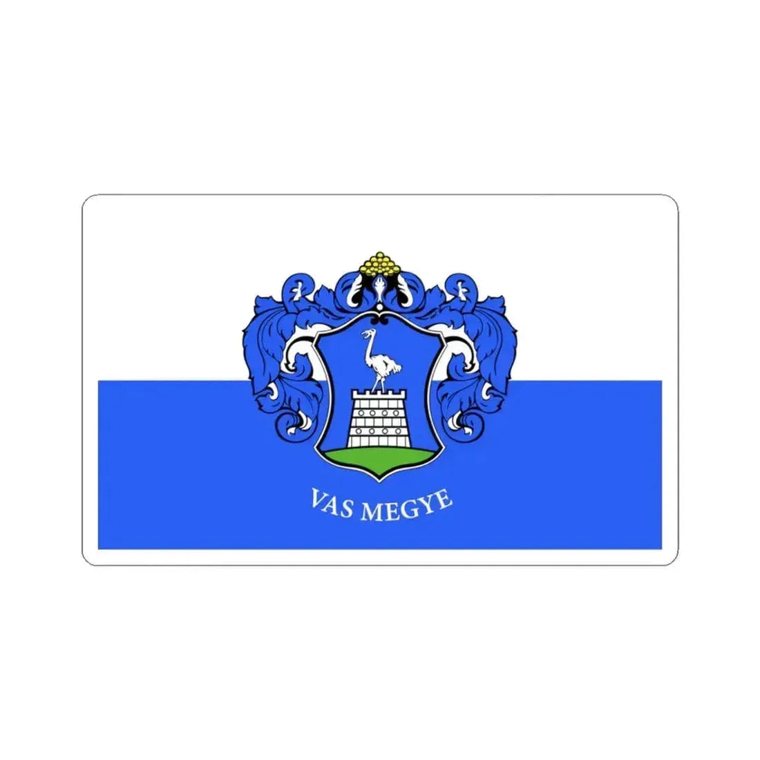 Flag of Vas County Hungary - STICKER Vinyl Kiss-Cut Decal 3 Inch White - The Sticker Space