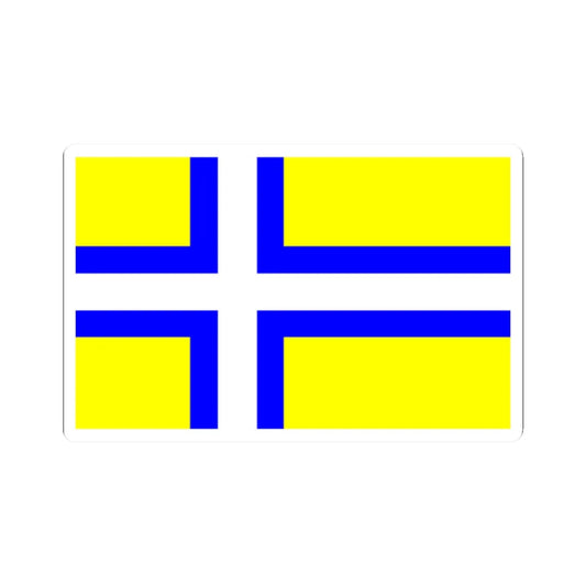 Flag of Vastergotland clear (Sweden) STICKER Vinyl Kiss-Cut Decal 2 Inch White - The Sticker Space