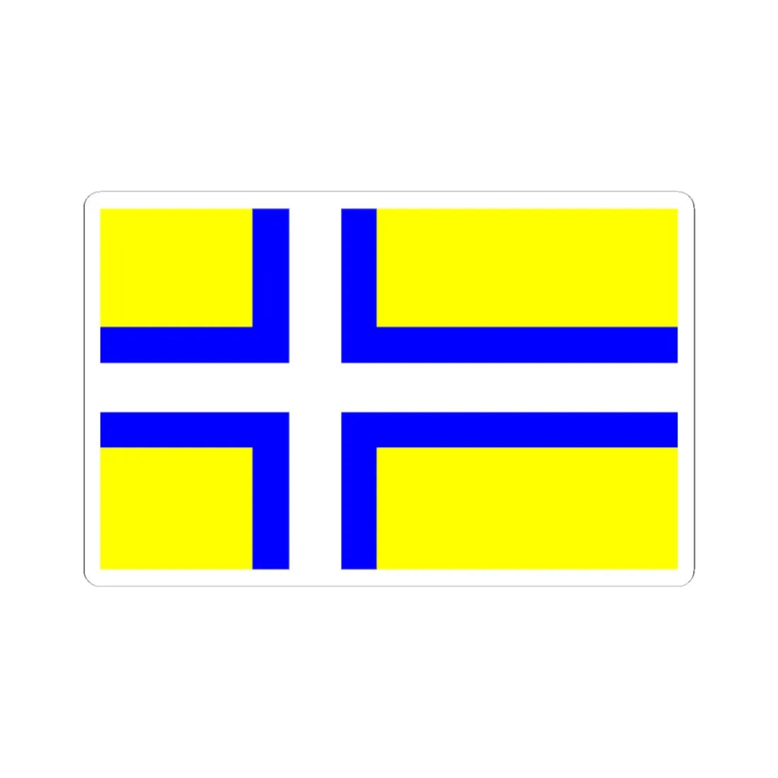Flag of Vastergotland clear (Sweden) STICKER Vinyl Kiss-Cut Decal 3 Inch White - The Sticker Space