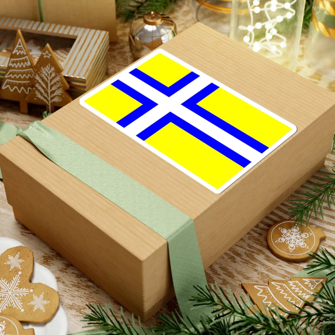 Flag of Vastergotland clear (Sweden) STICKER Vinyl Kiss-Cut Decal - The Sticker Space