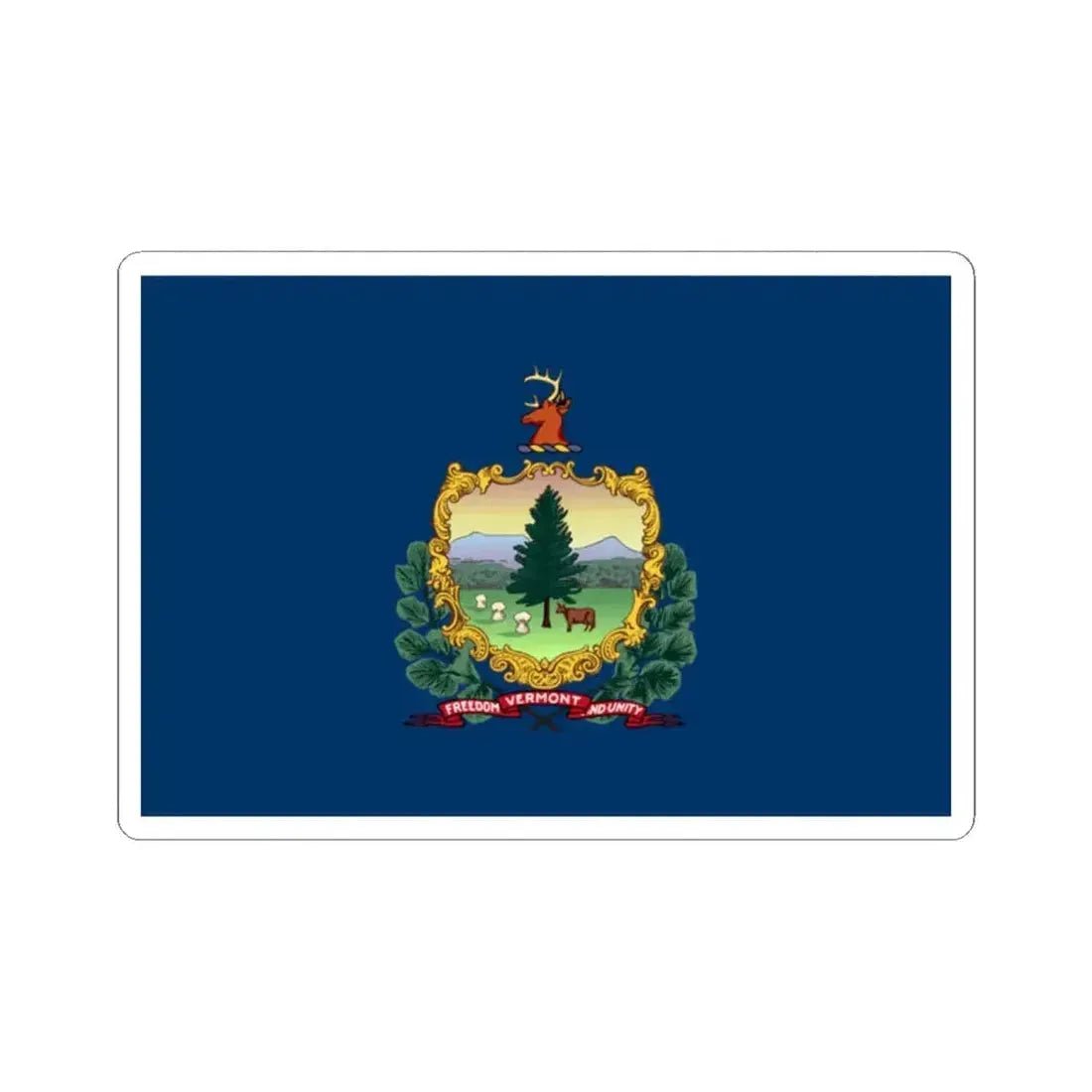 Flag of Vermont 3-2 (United States) STICKER Vinyl Kiss-Cut Decal 2 Inch White - The Sticker Space