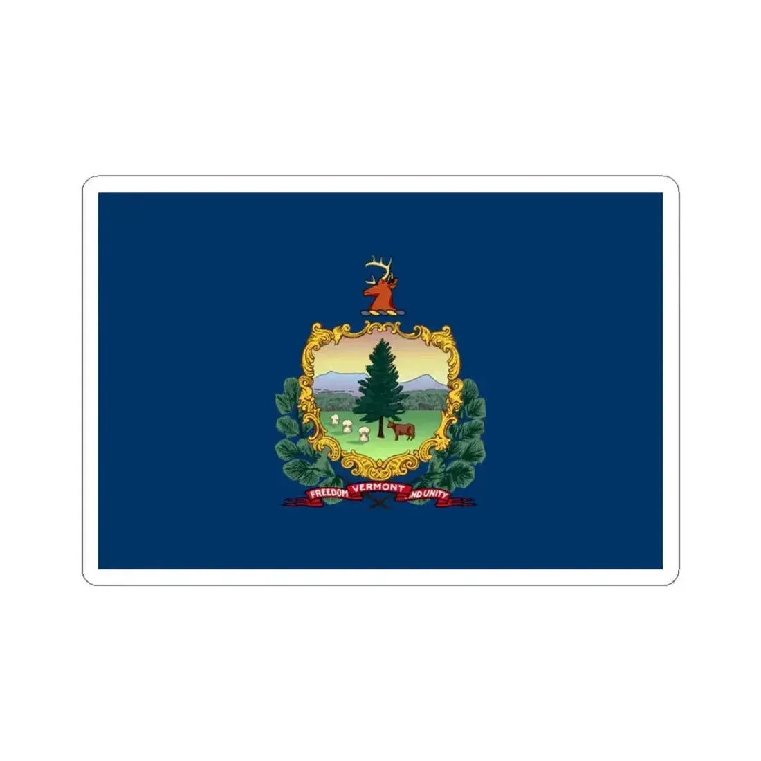 Flag of Vermont 3-2 (United States) STICKER Vinyl Kiss-Cut Decal 3 Inch White - The Sticker Space