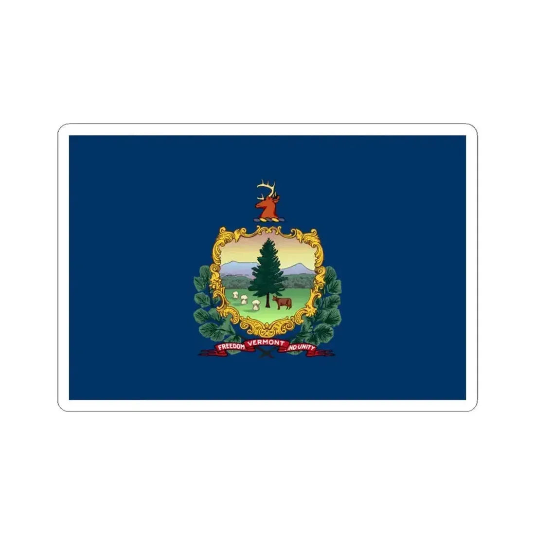 Flag of Vermont 3-2 (United States) STICKER Vinyl Kiss-Cut Decal 4 Inch White - The Sticker Space