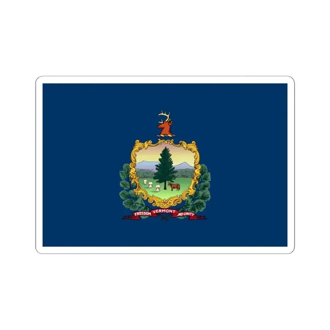 Flag of Vermont 3-2 (United States) STICKER Vinyl Kiss-Cut Decal 6 Inch White - The Sticker Space