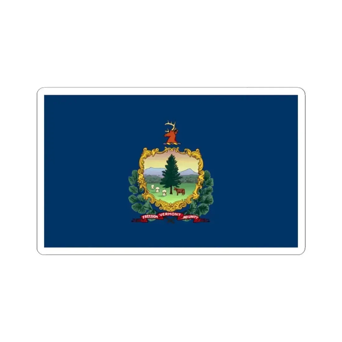 Flag of Vermont (United States) STICKER Vinyl Kiss-Cut Decal 2 Inch White - The Sticker Space
