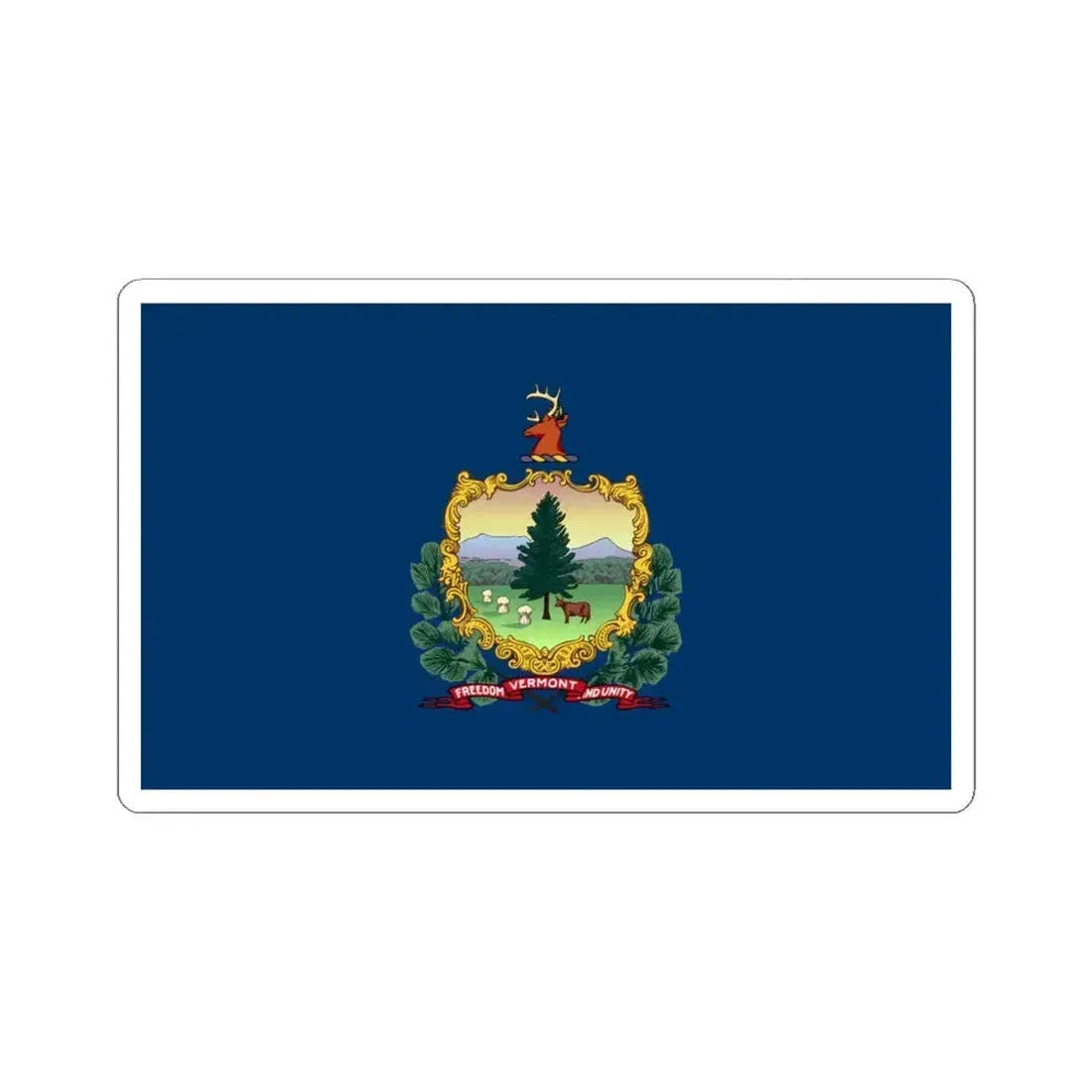 Flag of Vermont (United States) STICKER Vinyl Kiss-Cut Decal 4 Inch White - The Sticker Space