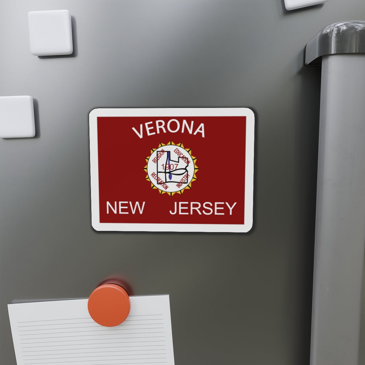 Flag of Verona New Jersey - Die-Cut Magnet-The Sticker Space