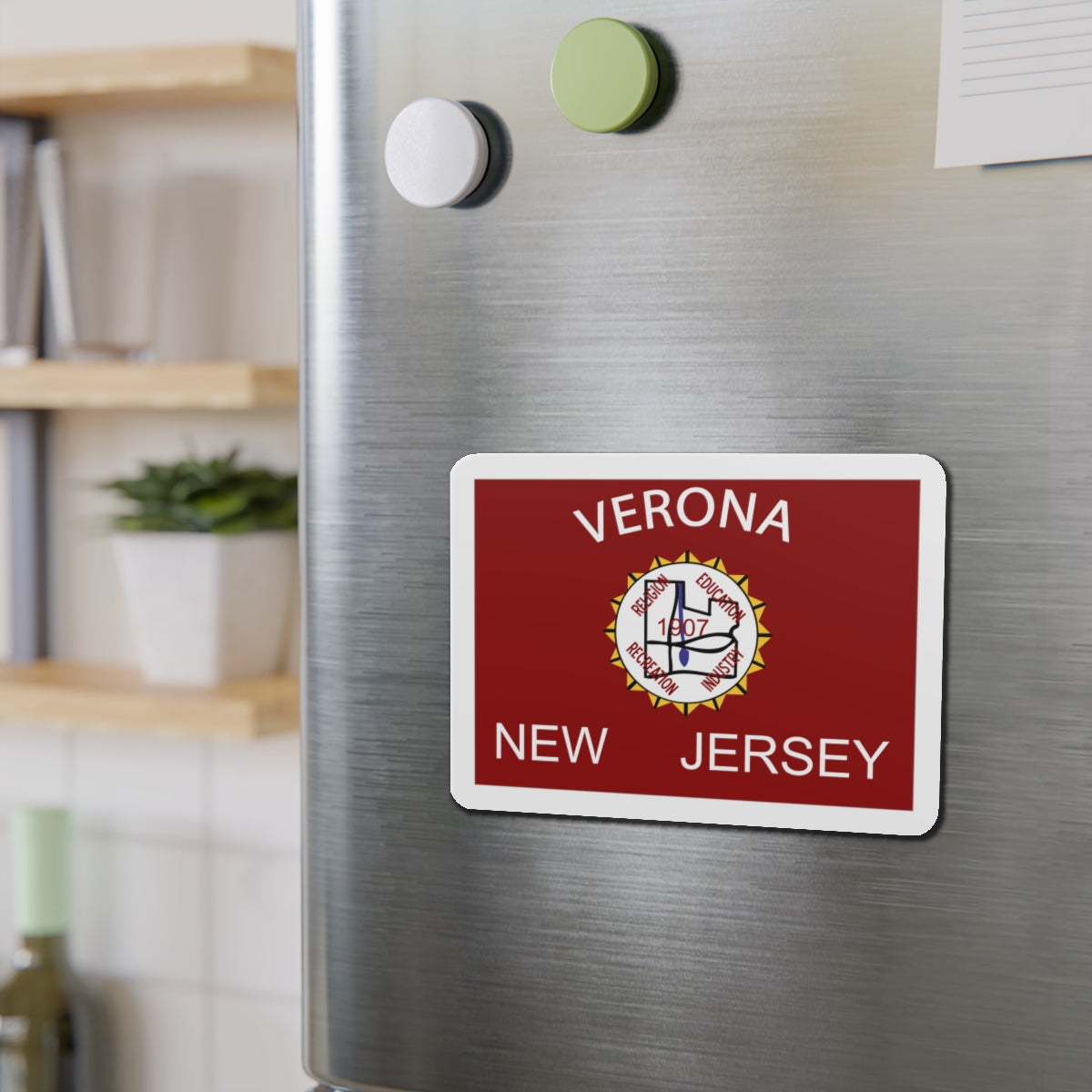 Flag of Verona New Jersey - Die-Cut Magnet-The Sticker Space