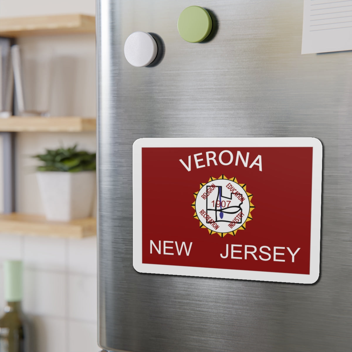 Flag of Verona New Jersey - Die-Cut Magnet-The Sticker Space