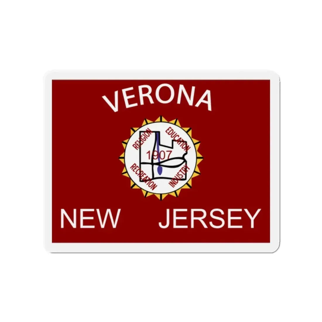 Flag of Verona New Jersey - Refrigerator Magnet 2 Inch - The Sticker Space