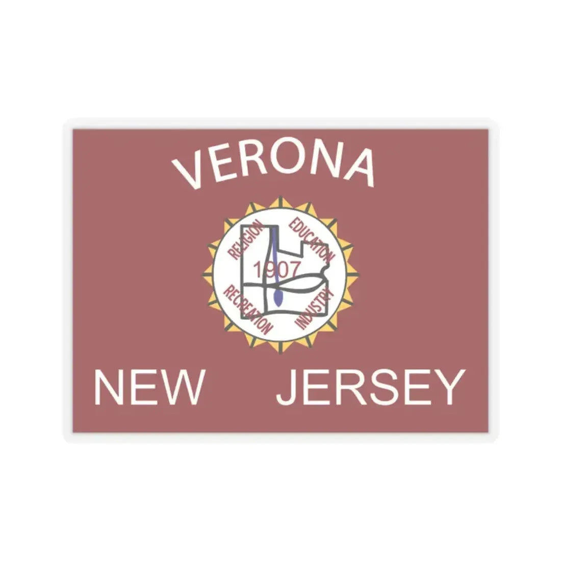 Flag of Verona, New Jersey - STICKER Vinyl Kiss-Cut Decal 2 Inch Transparent - The Sticker Space