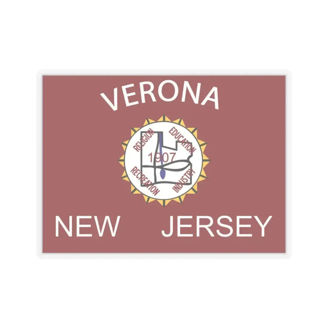 Flag of Verona, New Jersey - STICKER Vinyl Kiss-Cut Decal 3 Inch Transparent - The Sticker Space