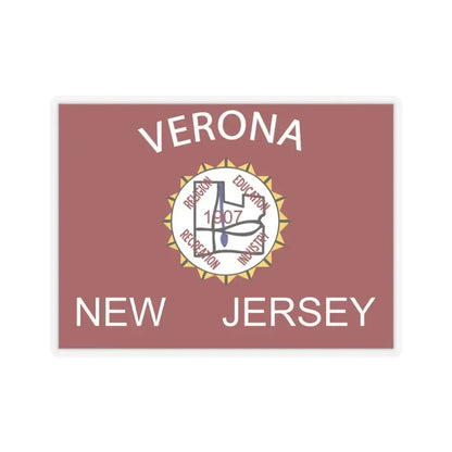 Flag of Verona, New Jersey - STICKER Vinyl Kiss-Cut Decal 3 Inch Transparent - The Sticker Space