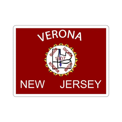 Flag of Verona, New Jersey - STICKER Vinyl Kiss-Cut Decal 3 Inch White - The Sticker Space