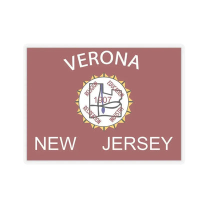Flag of Verona, New Jersey - STICKER Vinyl Kiss-Cut Decal 4 Inch Transparent - The Sticker Space