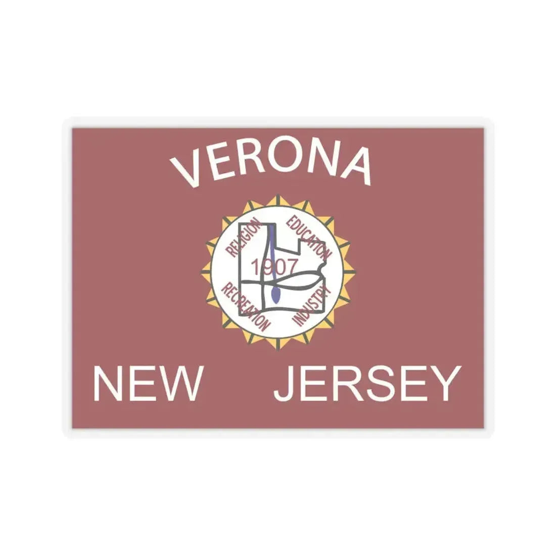 Flag of Verona, New Jersey - STICKER Vinyl Kiss-Cut Decal 6 Inch Transparent - The Sticker Space