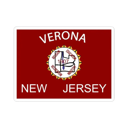 Flag of Verona New Jersey (United States) STICKER Vinyl Kiss-Cut Decal 4 Inch White - The Sticker Space