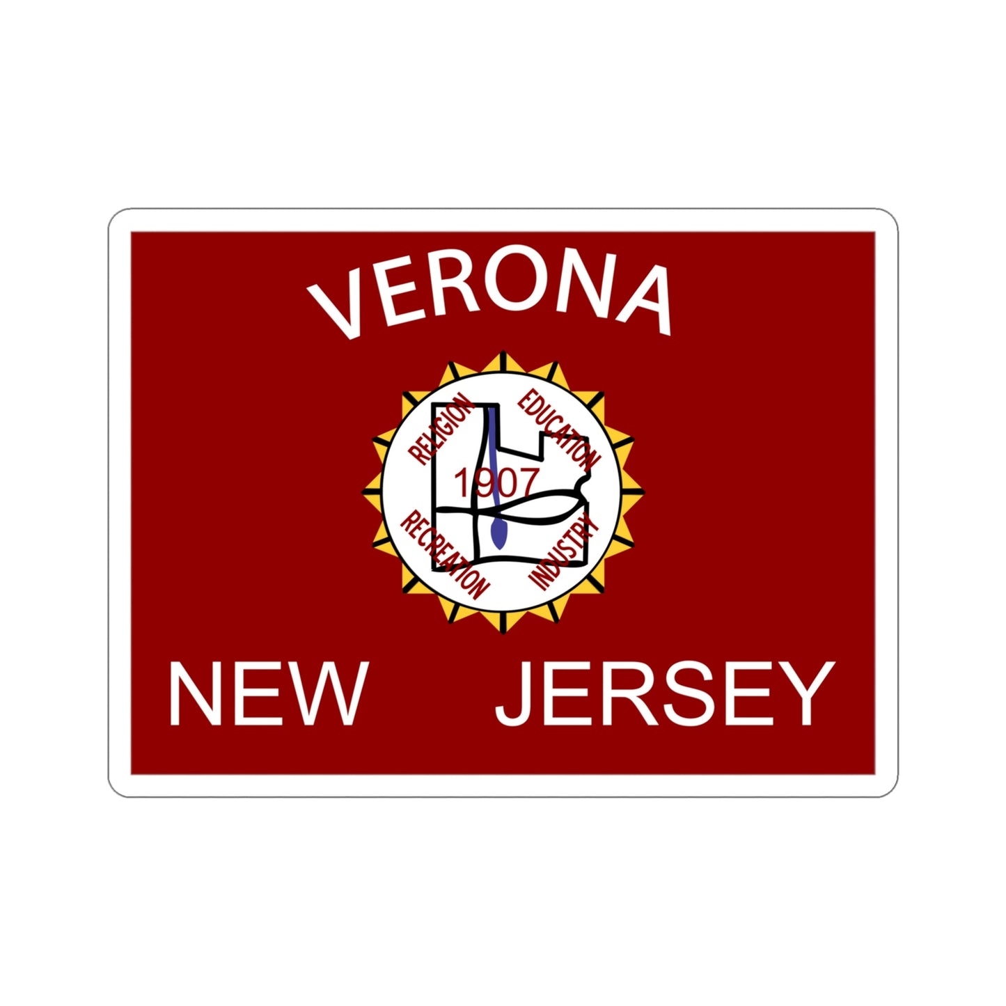 Flag of Verona New Jersey USA STICKER Vinyl Die-Cut Decal-5 Inch-The Sticker Space