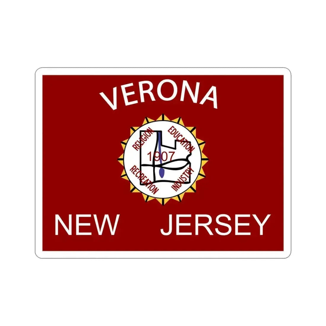 Flag of Verona New Jersey USA STICKER Vinyl Die-Cut Decal 5 Inch - The Sticker Space