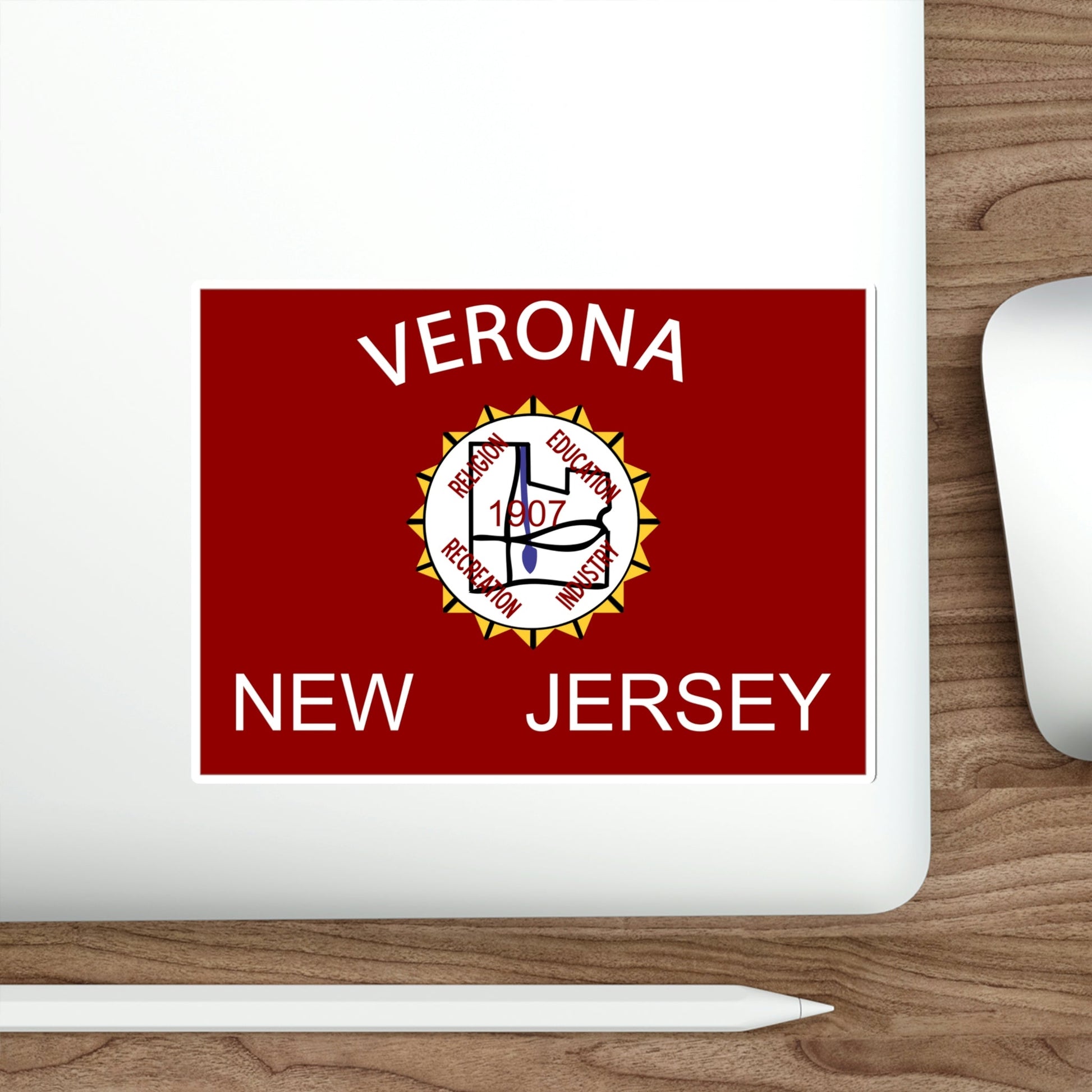 Flag of Verona New Jersey USA STICKER Vinyl Die-Cut Decal-The Sticker Space