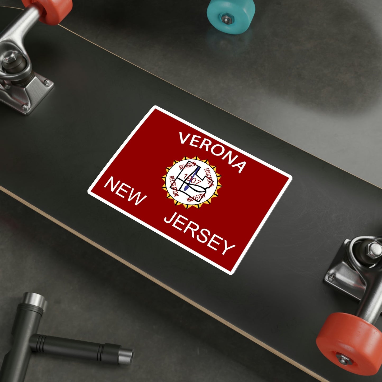 Flag of Verona New Jersey USA STICKER Vinyl Die-Cut Decal-The Sticker Space