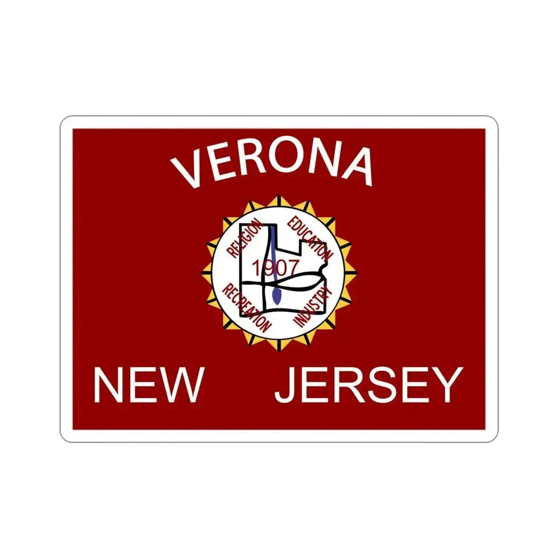 Flag of Verona New Jersey USA STICKER Vinyl Die-Cut Decal - The Sticker Space