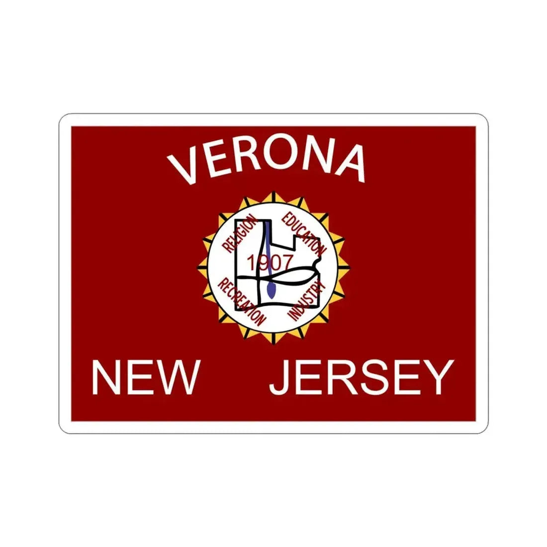 Flag of Verona New Jersey USA STICKER Vinyl Die-Cut Decal - The Sticker Space