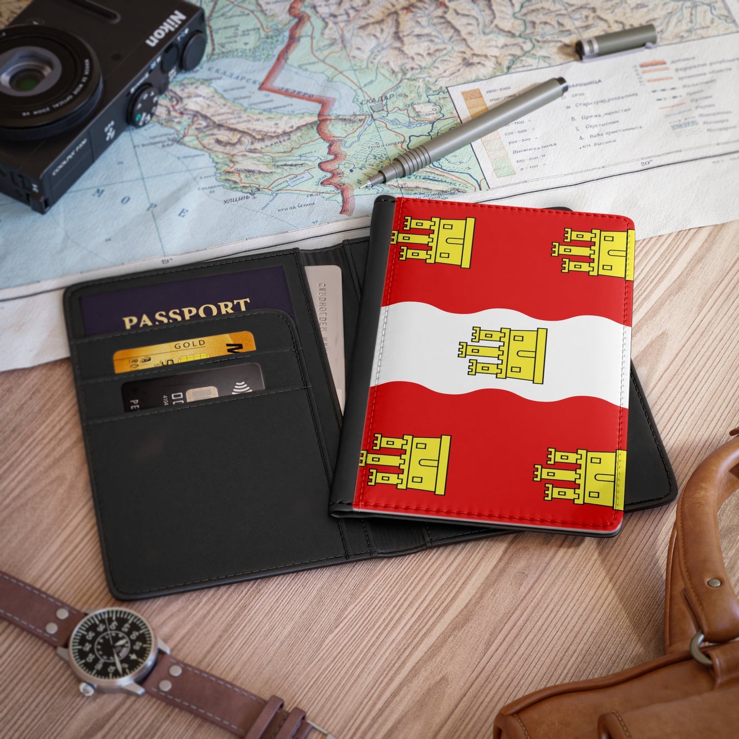 Flag of Vienne France 2 - Passport Holder