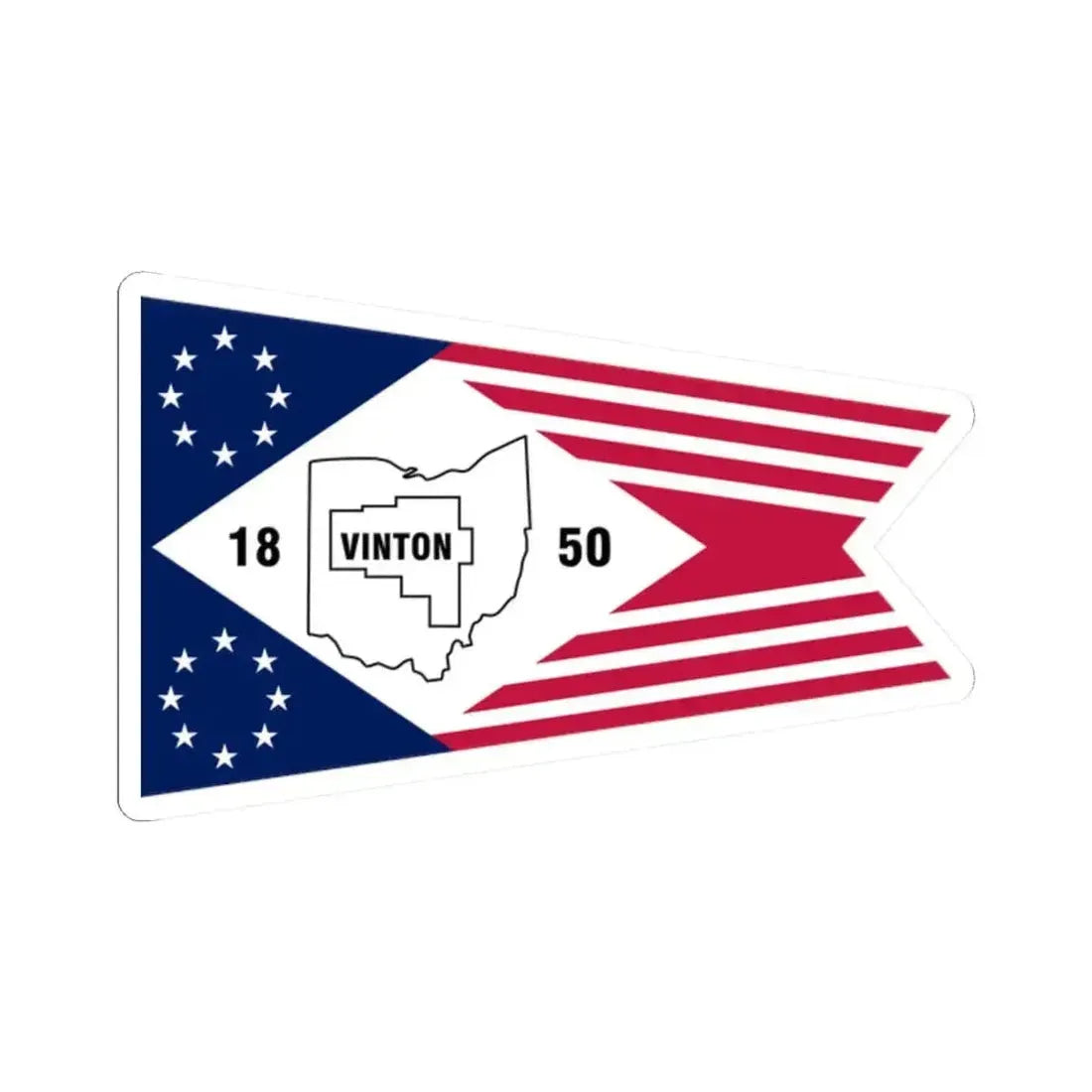 Flag of Vinton County Ohio (United States) STICKER Vinyl Kiss-Cut Decal 2 Inch White - The Sticker Space