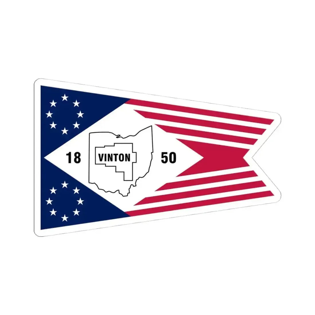 Flag of Vinton County Ohio (United States) STICKER Vinyl Kiss-Cut Decal 4 Inch White - The Sticker Space