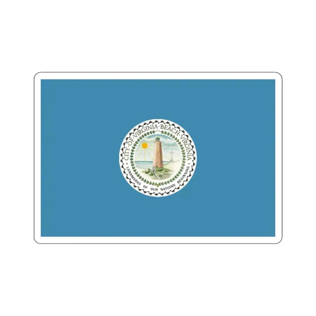 Flag of Virginia Beach, Virginia - STICKER Vinyl Kiss-Cut Decal 2 Inch White - The Sticker Space