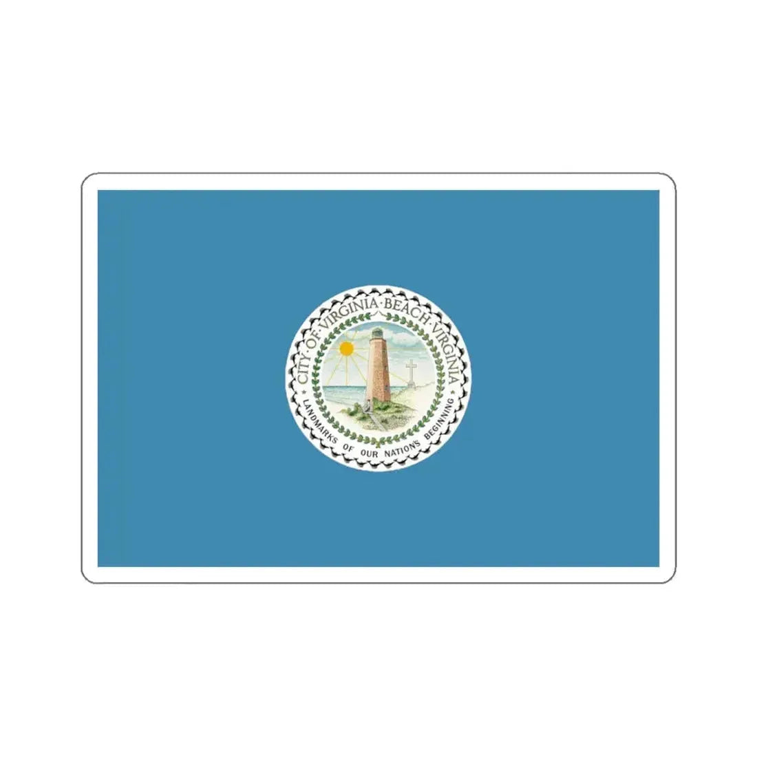 Flag of Virginia Beach, Virginia - STICKER Vinyl Kiss-Cut Decal 3 Inch White - The Sticker Space