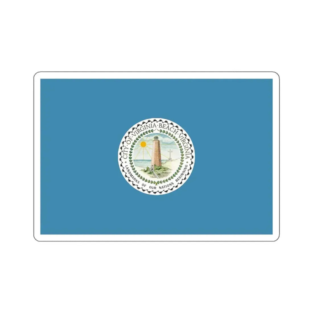 Flag of Virginia Beach, Virginia - STICKER Vinyl Kiss-Cut Decal 4 Inch White - The Sticker Space